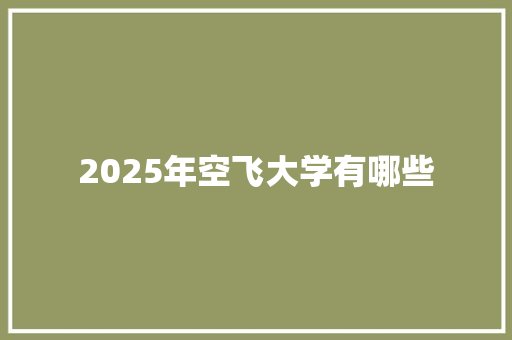 2025年空飞大学有哪些