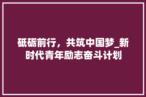 砥砺前行，共筑中国梦_新时代青年励志奋斗计划