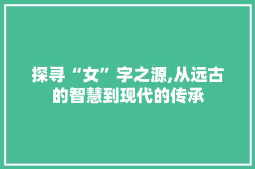 探寻“女”字之源,从远古的智慧到现代的传承