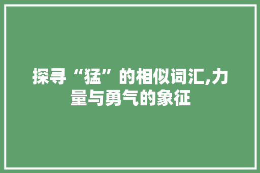 探寻“猛”的相似词汇,力量与勇气的象征