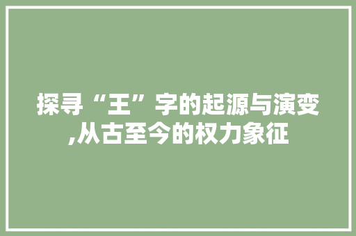 探寻“王”字的起源与演变,从古至今的权力象征