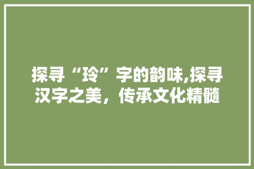 探寻“玲”字的韵味,探寻汉字之美，传承文化精髓