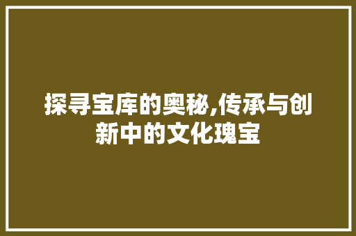 探寻宝库的奥秘,传承与创新中的文化瑰宝