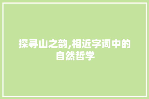 探寻山之韵,相近字词中的自然哲学