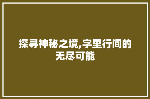 探寻神秘之境,字里行间的无尽可能