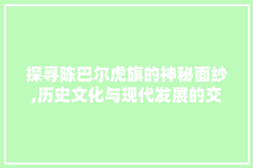 探寻陈巴尔虎旗的神秘面纱,历史文化与现代发展的交融