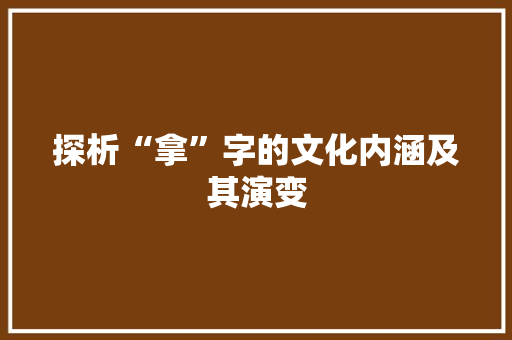 探析“拿”字的文化内涵及其演变
