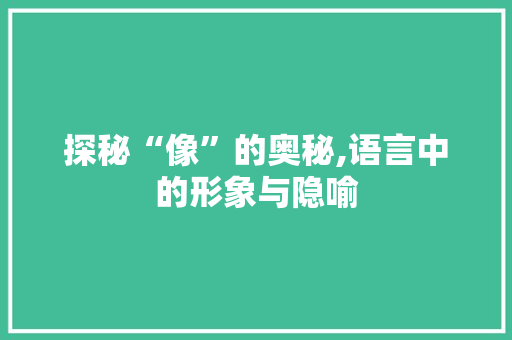 探秘“像”的奥秘,语言中的形象与隐喻