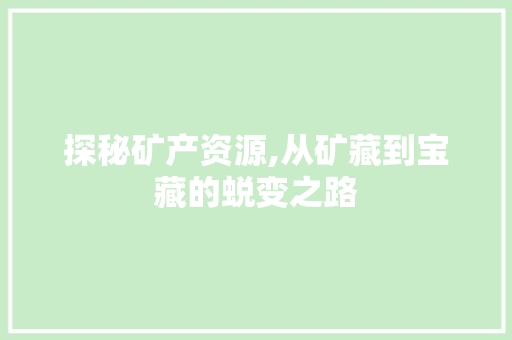 探秘矿产资源,从矿藏到宝藏的蜕变之路
