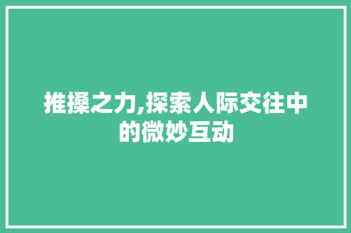 推搡之力,探索人际交往中的微妙互动