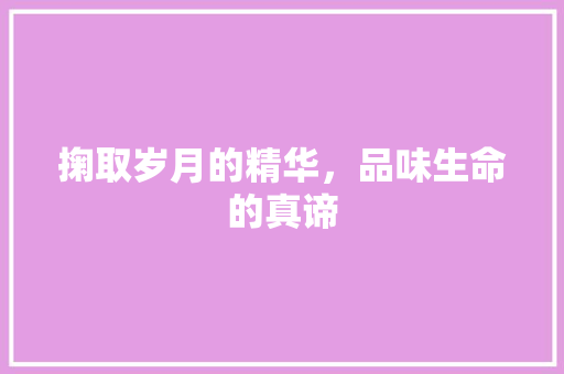 掬取岁月的精华，品味生命的真谛