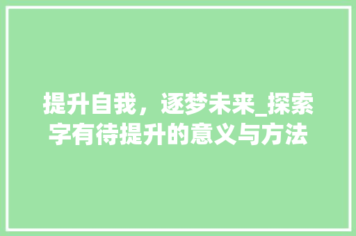 提升自我，逐梦未来_探索字有待提升的意义与方法