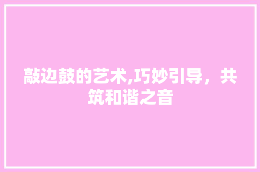 敲边鼓的艺术,巧妙引导，共筑和谐之音