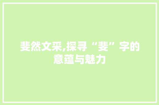 斐然文采,探寻“斐”字的意蕴与魅力