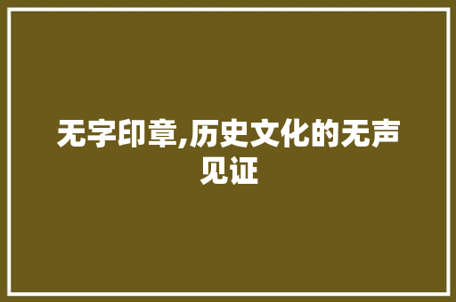 无字印章,历史文化的无声见证