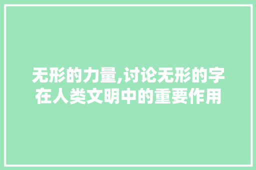 无形的力量,讨论无形的字在人类文明中的重要作用
