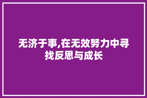 无济于事,在无效努力中寻找反思与成长