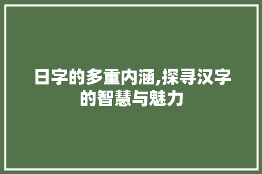 日字的多重内涵,探寻汉字的智慧与魅力