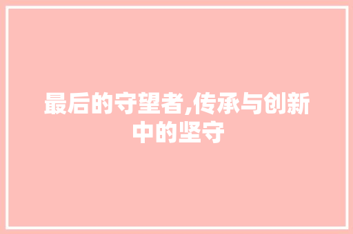 最后的守望者,传承与创新中的坚守