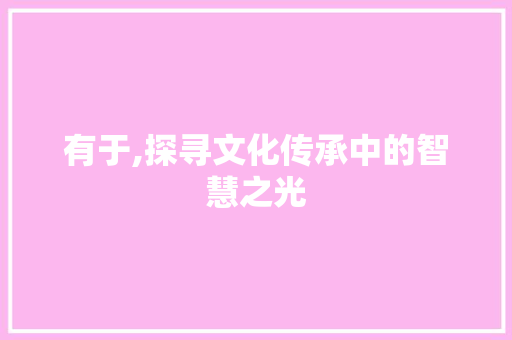 有于,探寻文化传承中的智慧之光