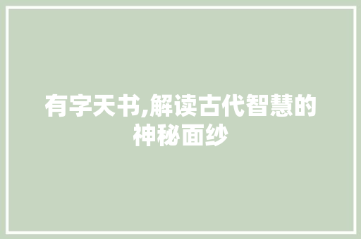 有字天书,解读古代智慧的神秘面纱
