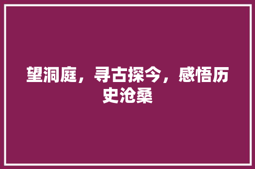 望洞庭，寻古探今，感悟历史沧桑