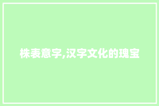 株表意字,汉字文化的瑰宝