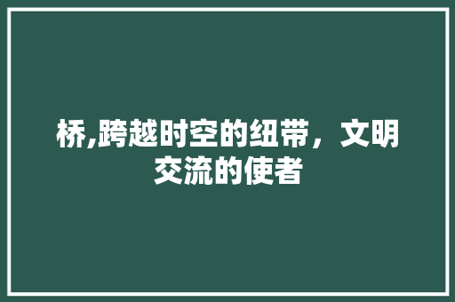 桥,跨越时空的纽带，文明交流的使者