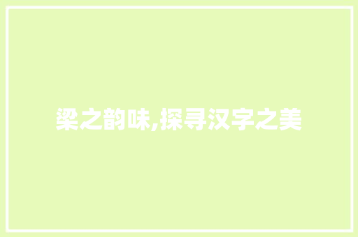 梁之韵味,探寻汉字之美