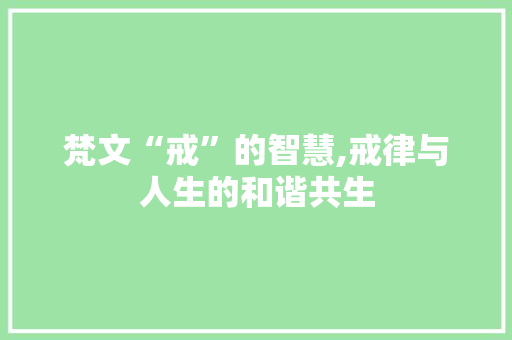 梵文“戒”的智慧,戒律与人生的和谐共生