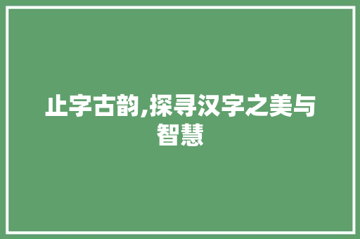 止字古韵,探寻汉字之美与智慧