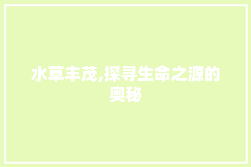 水草丰茂,探寻生命之源的奥秘
