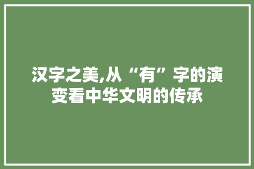汉字之美,从“有”字的演变看中华文明的传承
