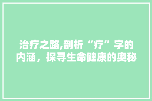 治疗之路,剖析“疗”字的内涵，探寻生命健康的奥秘