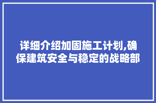 详细介绍加固施工计划,确保建筑安全与稳定的战略部署