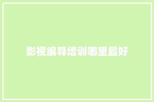 影视编导培训哪里最好