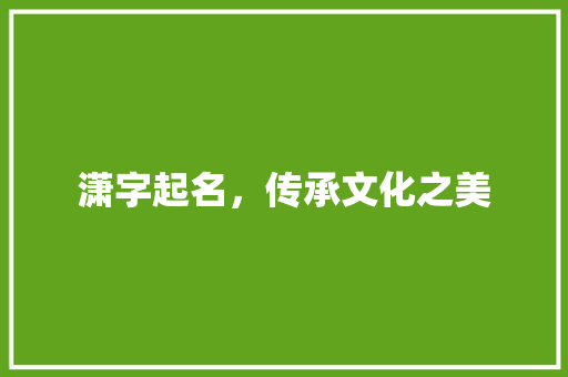 潇字起名，传承文化之美