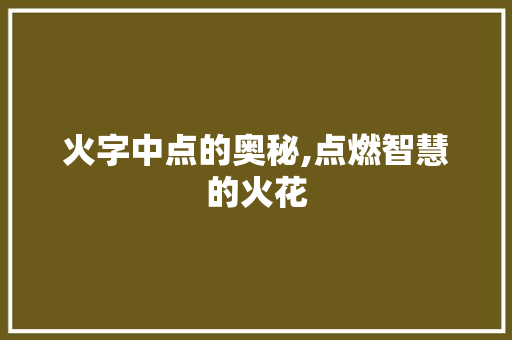火字中点的奥秘,点燃智慧的火花