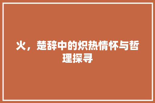 火，楚辞中的炽热情怀与哲理探寻