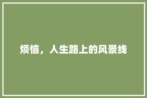 烦恼，人生路上的风景线