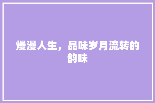熳漫人生，品味岁月流转的韵味