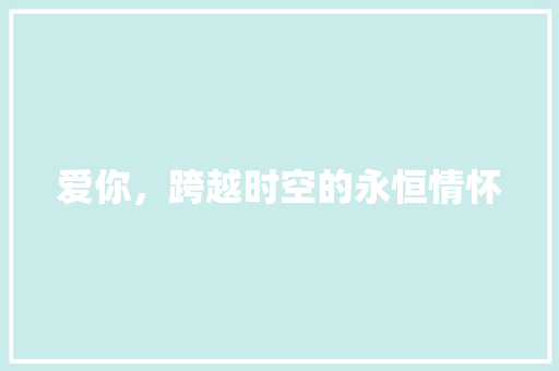 爱你，跨越时空的永恒情怀