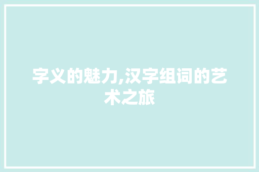 字义的魅力,汉字组词的艺术之旅