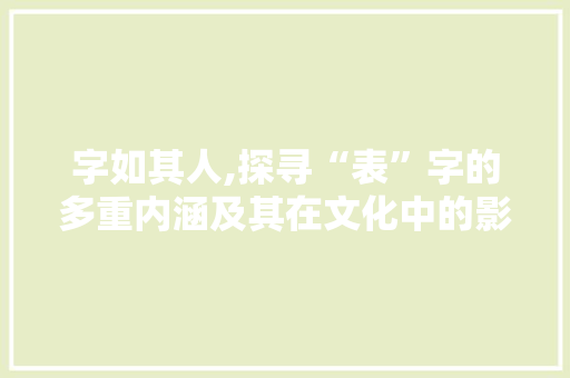 字如其人,探寻“表”字的多重内涵及其在文化中的影响