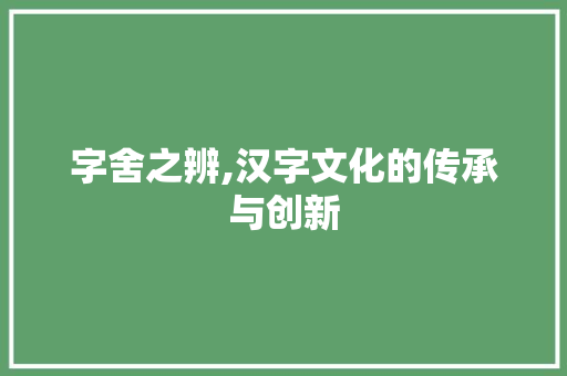 字舍之辨,汉字文化的传承与创新