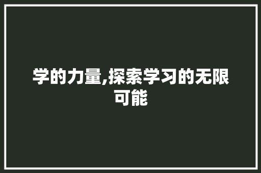 学的力量,探索学习的无限可能