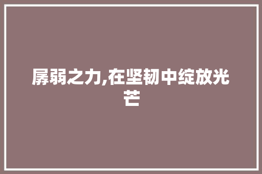 孱弱之力,在坚韧中绽放光芒