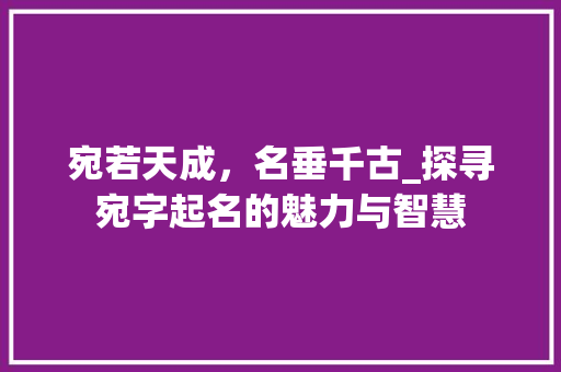 宛若天成，名垂千古_探寻宛字起名的魅力与智慧