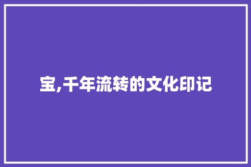 宝,千年流转的文化印记