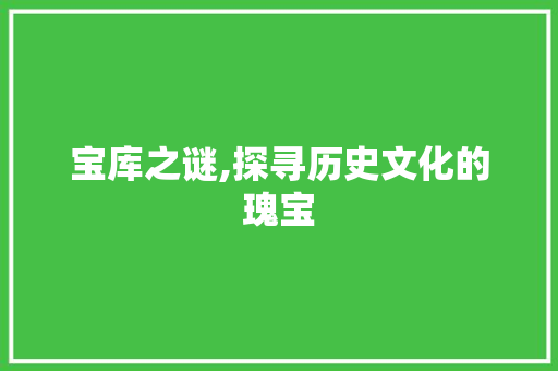 宝库之谜,探寻历史文化的瑰宝